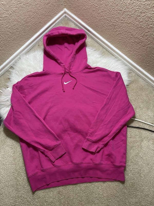 Nike Center Swoosh Hoodie Womens Medium Pink Mini Swoosh Oversized Baggy Y2K