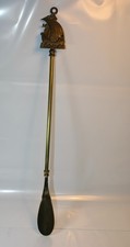 18  Long Vintage Solid Brass Shoe Horn Ship Design Nautical