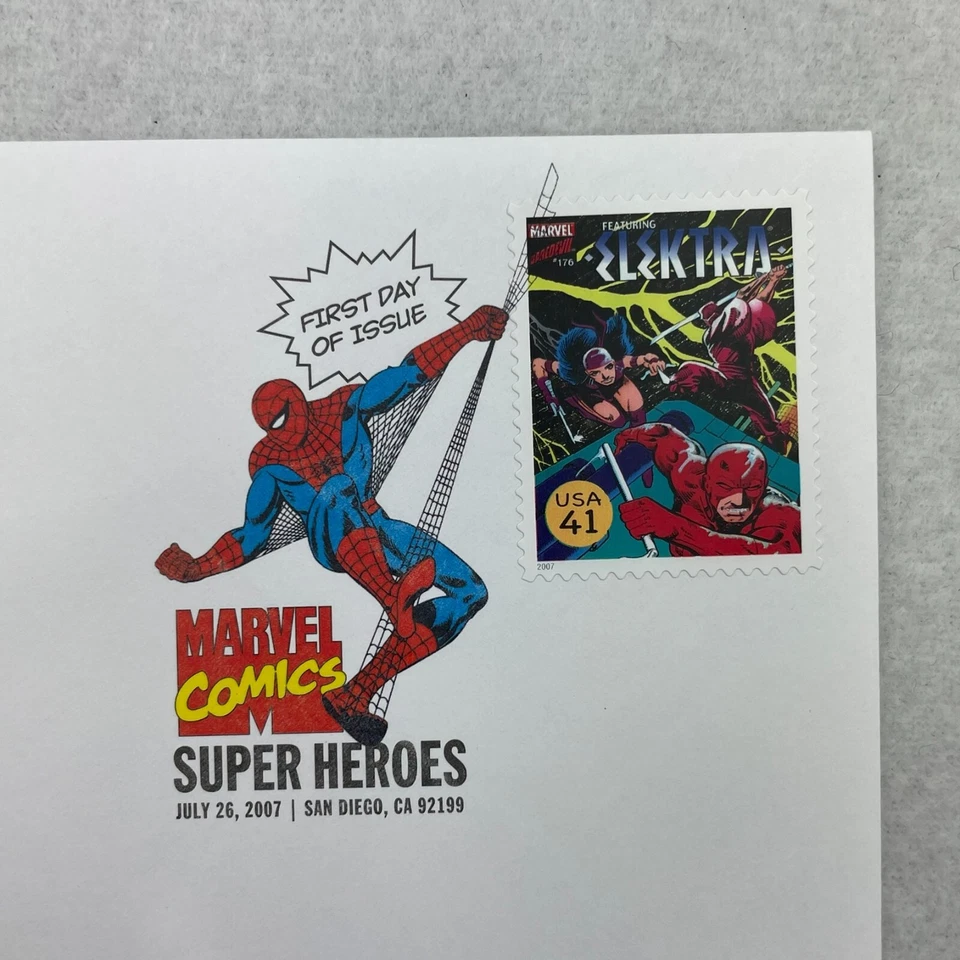 Elektra 1st First Day Issue Stamp Marvel Comics Heroes 2007 on Envelope - Image 3 of 3