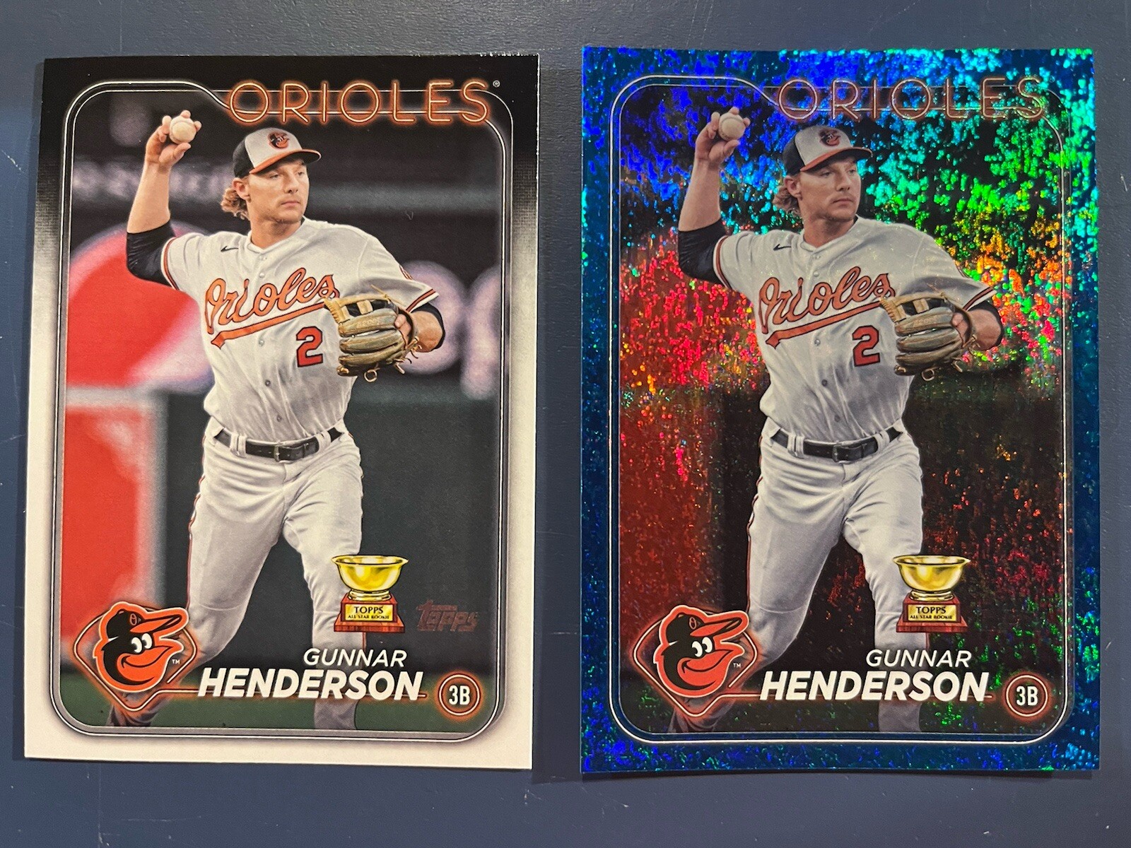 2024 Topps Series 2 Blue Foil Gunnar Henderson Serial #427/999 Gold Cup Orioles