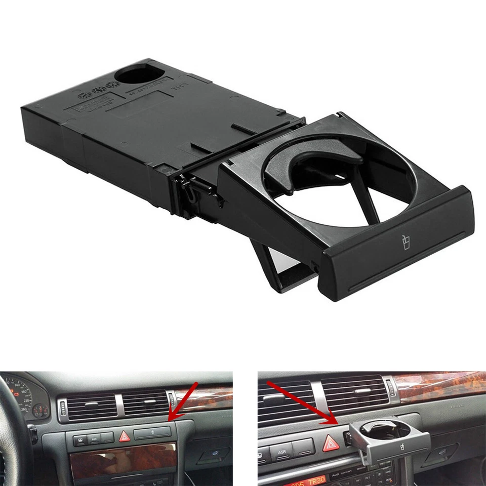 Black Stretch Folding Stretch Cup Holder Stand For Audi A6 C5 98-05 A4 1998-2002 - Image 2 of 4