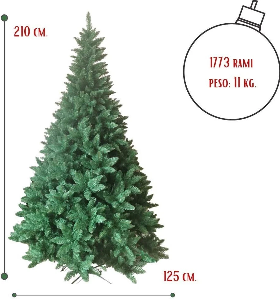 ALBERO DI NATALE 210 CM REALISTICO 1773 RAMI SUPER FOLTO PINO VERDE NATURALE - Immagine 2 di 4