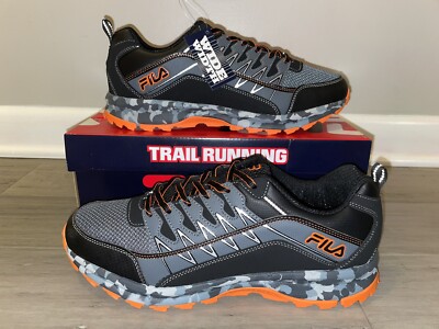 NEW Fila Evergrand TR 21.5 Castlerock Black Orange 10 Wide 4E Sneakers