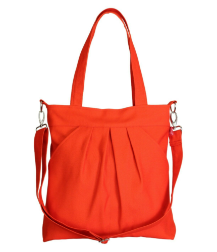 Grand sac fourre-tout en toile orange bandoulière en toile mignon sac fourre-tout lavable en coton - Photo 1 sur 12