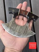 Custom Handmade Pizza Cutter Damascus Knife Alaskan Ulu Knives Chef Kitchen