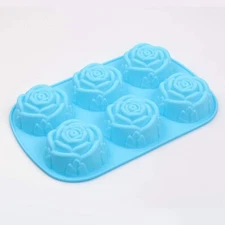 homEdge 6-Cavity Non-Stick Silicone Rose Shaped Mold, Chocolate, Candy Qty 1 NEW