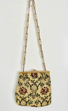 VINTAGE WALBORG EMBROIDERED TAPESTRY EVENING HANDBAG GOLD FRAME PURSE W GERMANY