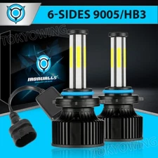 2025 6-sides 9005 HB3 LED Headlight Bulbs High or Low Beam Kit 6500K 2000000LM