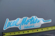 LOCAL MOTION Hawaii Clear Neon Light Blue Surf 80's Vintage Surfing STICKER