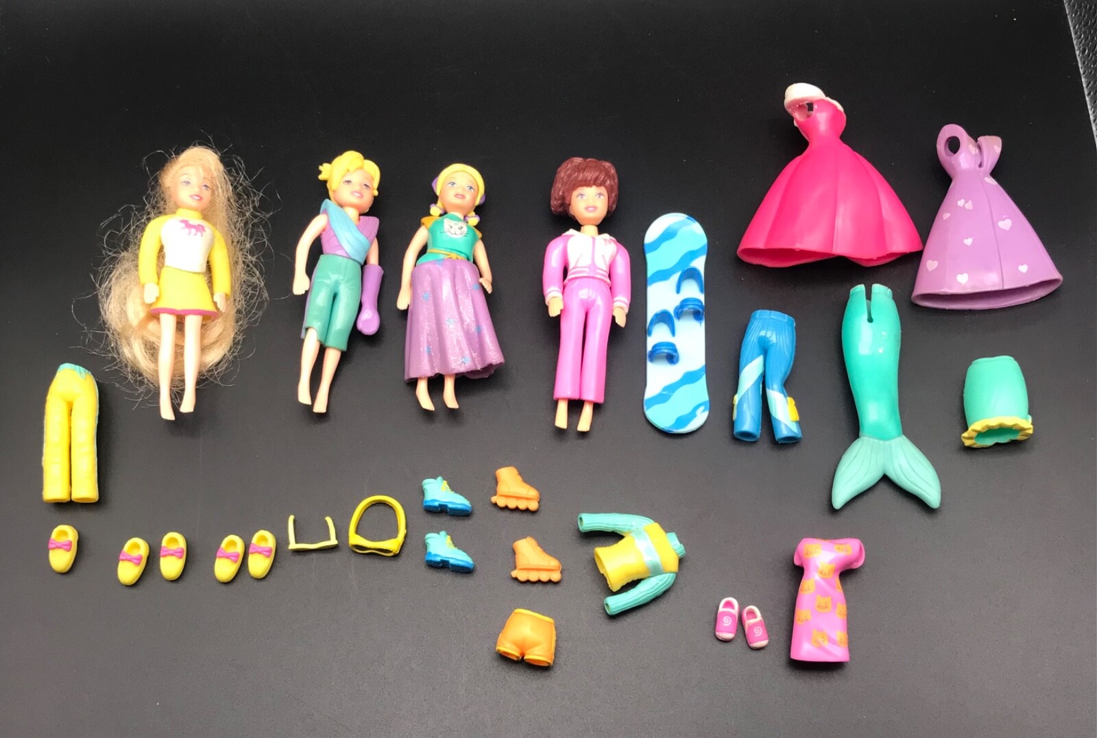 Vintage Polly Pocket dolls, clothing, and accessories Lot