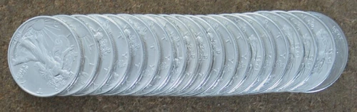 ORIGINAL ROLL 1943 WALKING LIBERTY SILVER  HALVES.. CH/GEM BU