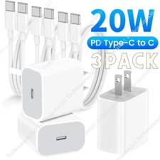 20W USB C Power Adapter TypeC Fast Charger Cord For Android Samsung iPhone 15 16