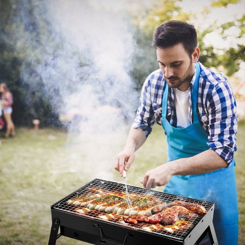 BBQ Barbecue Grill Folding Portable Charcoal Stove Cooker Garden Camping Outdoor - Picture 3 of 12