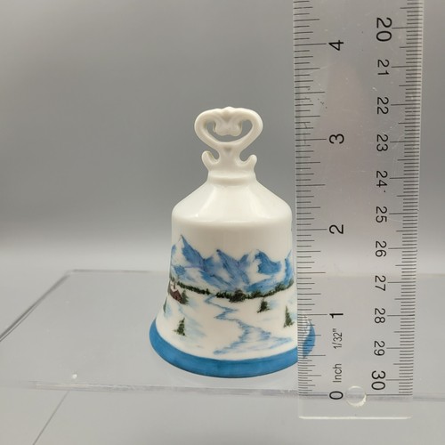 1980 Porcelain Christmas Bell Snowscape Hand Painted By D Smith - Mollie - Bild 9 von 10