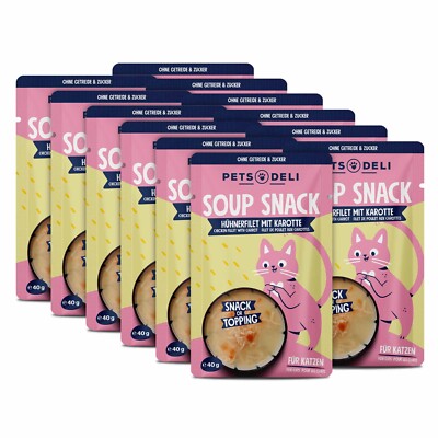 Pets Deli Getreidefreier Suppensnack für Katzen mit Huhn 12 x 40g