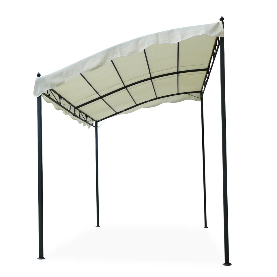 PERGOLA GAZEBO GIARDINO M. 3X2,5 FERRO COPERTURA ANTIPIOGGIA PVC ECRU SALVADOR - Immagine 3 di 4