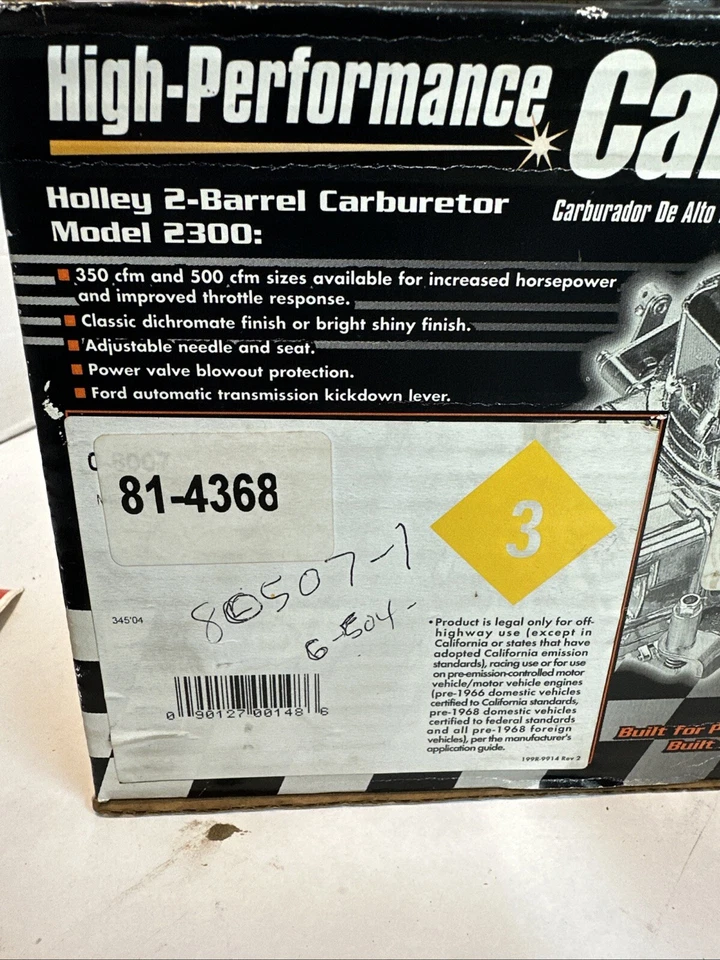 Carburador Holley 0-80507-1 HP usado en caja original Foto 4 de 4