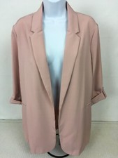 Flirtatious Blazer Women Size L Faded Rose Cuffed 3/4 Sleeves Open Front New