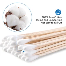 3''/ 6'' Long Wooden Handle Q-tips Cotton Swabs Swab Cleaning Applicators