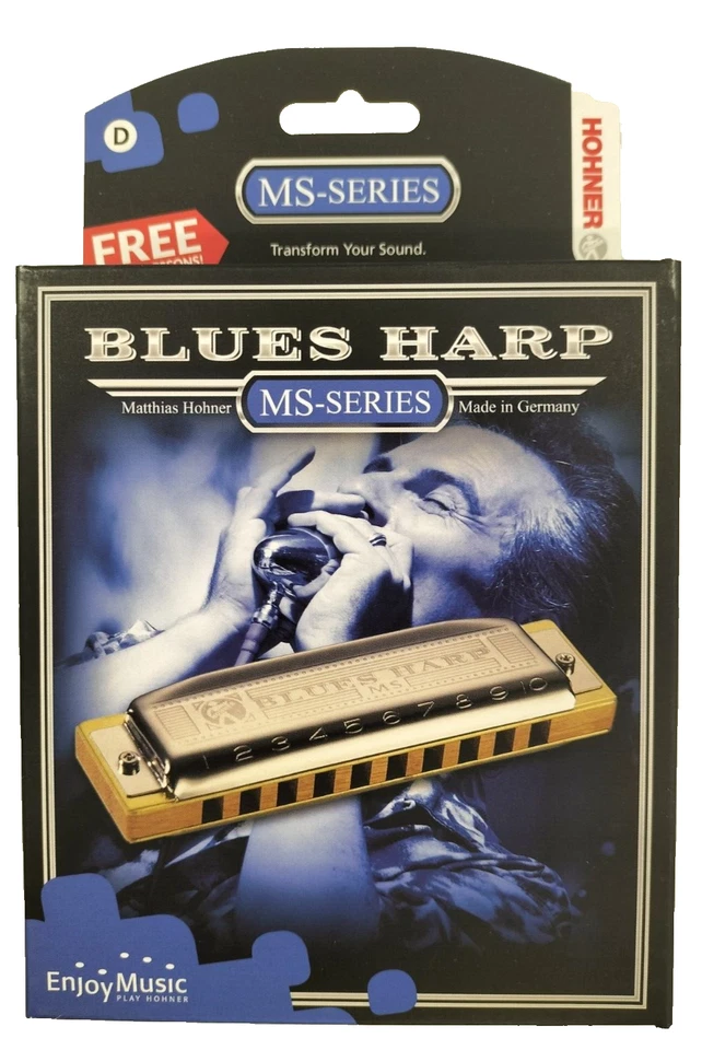 Hohner Armonica Blues Harp D in Re a 20 Voci Diatonica Custodia pettine Legno - Immagine 2 di 4