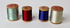 4 Vintage Wooden Spools Silk Thread Belding Corticelli Berkshire Different Color