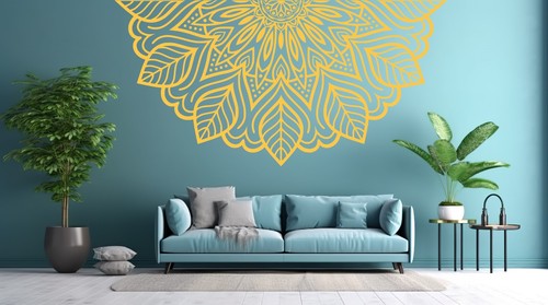 Boho Half Mandala Wall Sticker Feature Wall Removable Vinyl Decal - Picture 1 of 24