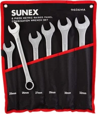 9606MA 6 Piece Raised Panel Combination Wrench Set Raised Panel CRV Raised Panel