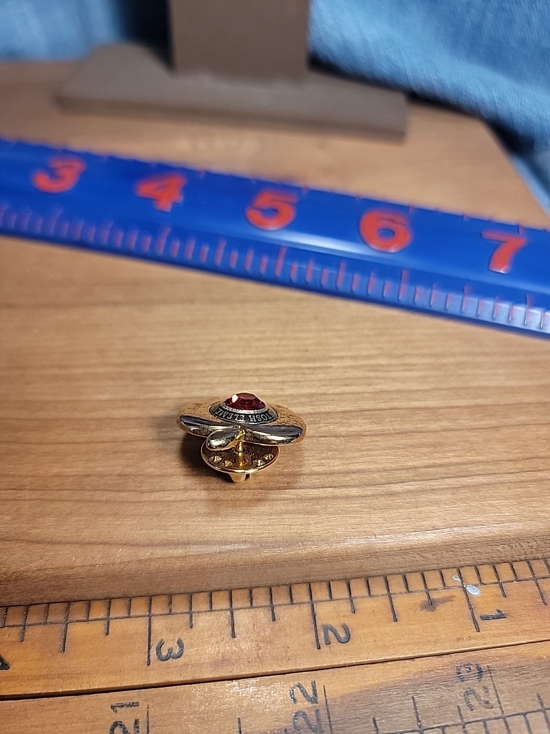 McIntosh Elementary 1995 Ruby Red Stone Goldtone … - image 8