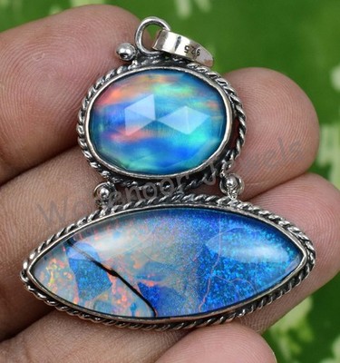 925 Sterlingsilber Anhänger Handgemacht 49.05 CT Natürlich Monarch Fire Opal Für