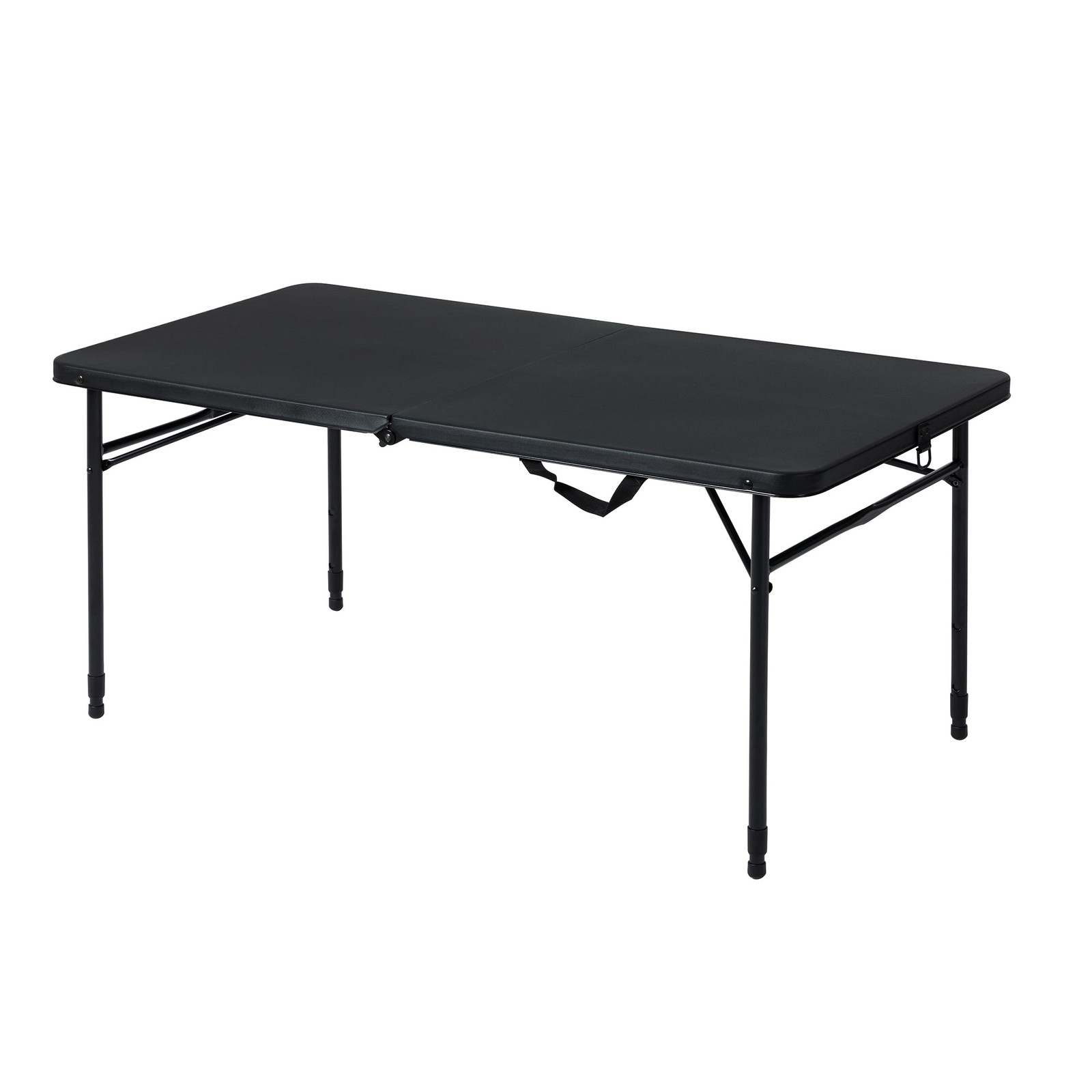 Steel Frame 4ft Folding Table Adjustable Height 300lb Capacity Rich Black