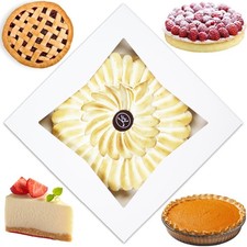 50 PCS 9x9x2.5-inch White Pie Boxes with Window 9-inch Auto Pop Up Bakery