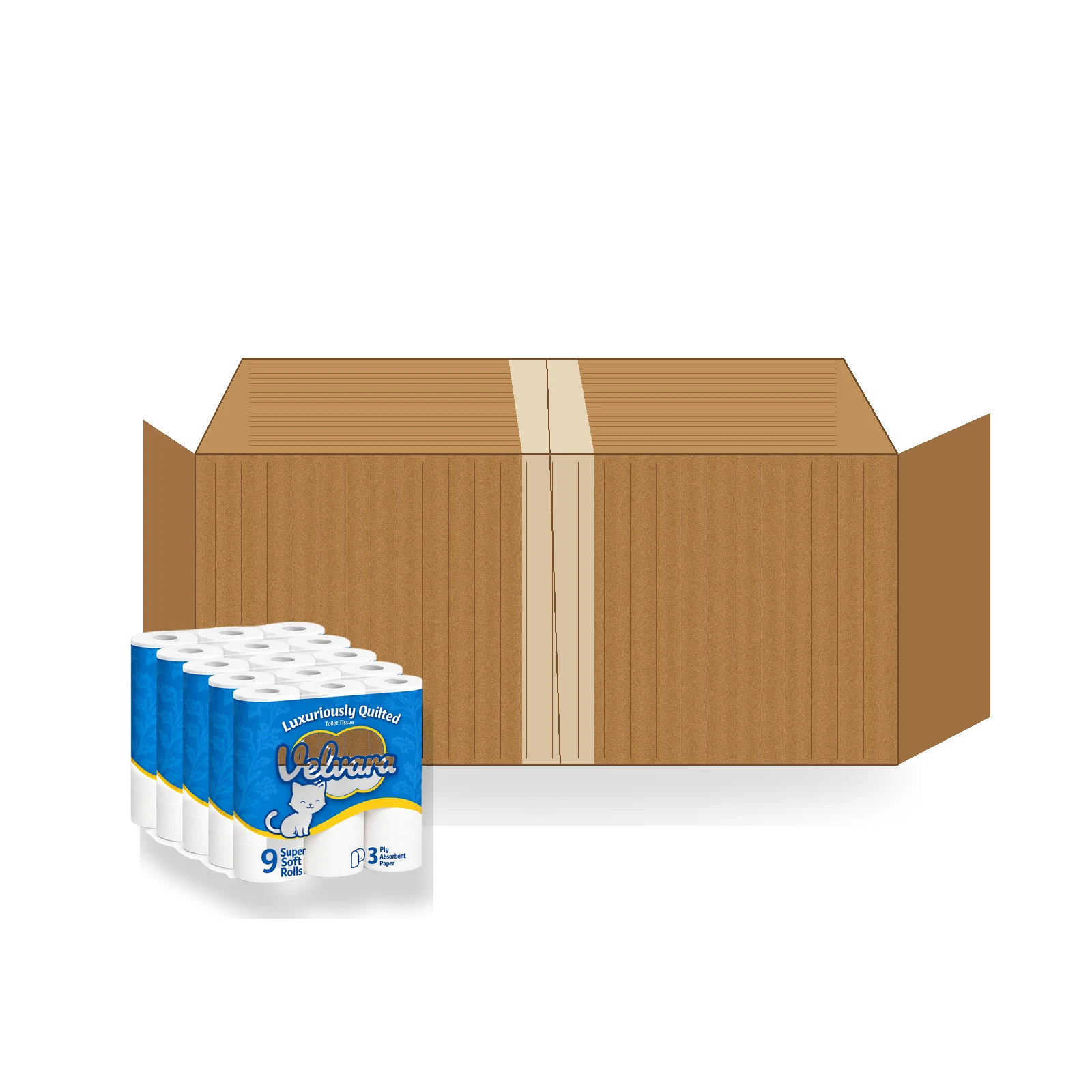 Velvara toilet rolls bulk box packaging