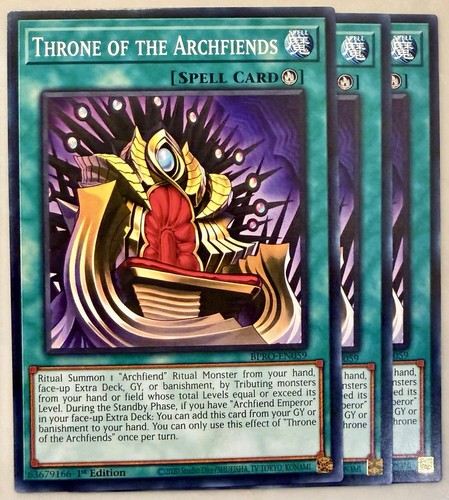 Yugioh! 3x Throne of the Archfiends BPRO-EN059 Common 1st Ed NM