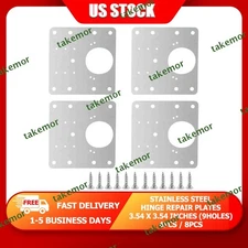 ON SALE 4x/8x Hinge Repair Plate Stainless Steel Bracket Kit 3.54 x 3.54 inches