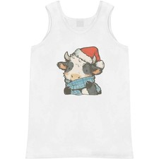 'Cute Christmas Cow with Scarf' Adult Vest / Tank Top (AV059146)