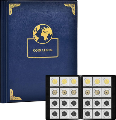 Album 120 bolsillos monedas 2x2 pulg libro azul coleccion sin fundas incluidas