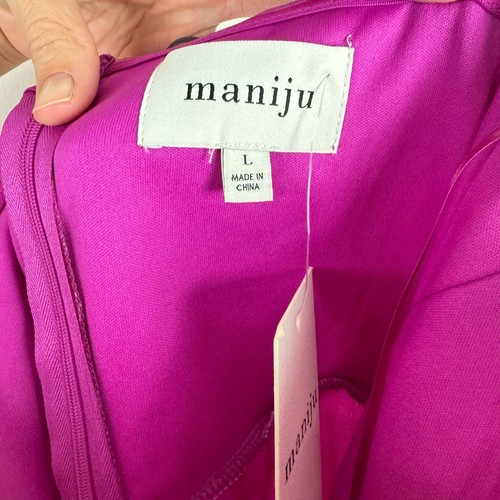 Maniju Neu mit Etikett Damen L Sabina Magenta Lila trägerlos drapiert Mini Brautjungfernkleid - Bild 11 von 13