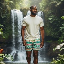 Chubbies Mens Teal Geometric Tribal Print Swim Trunks 4 Inch Inseam Small