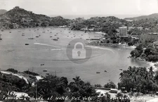 Acapulco Mexico Panorama from Pez Vela Hotel c1950s RPPC Photo Postcard COPY