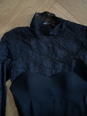 Marc Cain Schwarzes Kleid Abend Enganliegend Spitze 36 XS