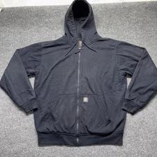 Berne Mens Heritage Thermal Lined Full Zip Hooded Sweatshirt Sz L Black Workwear