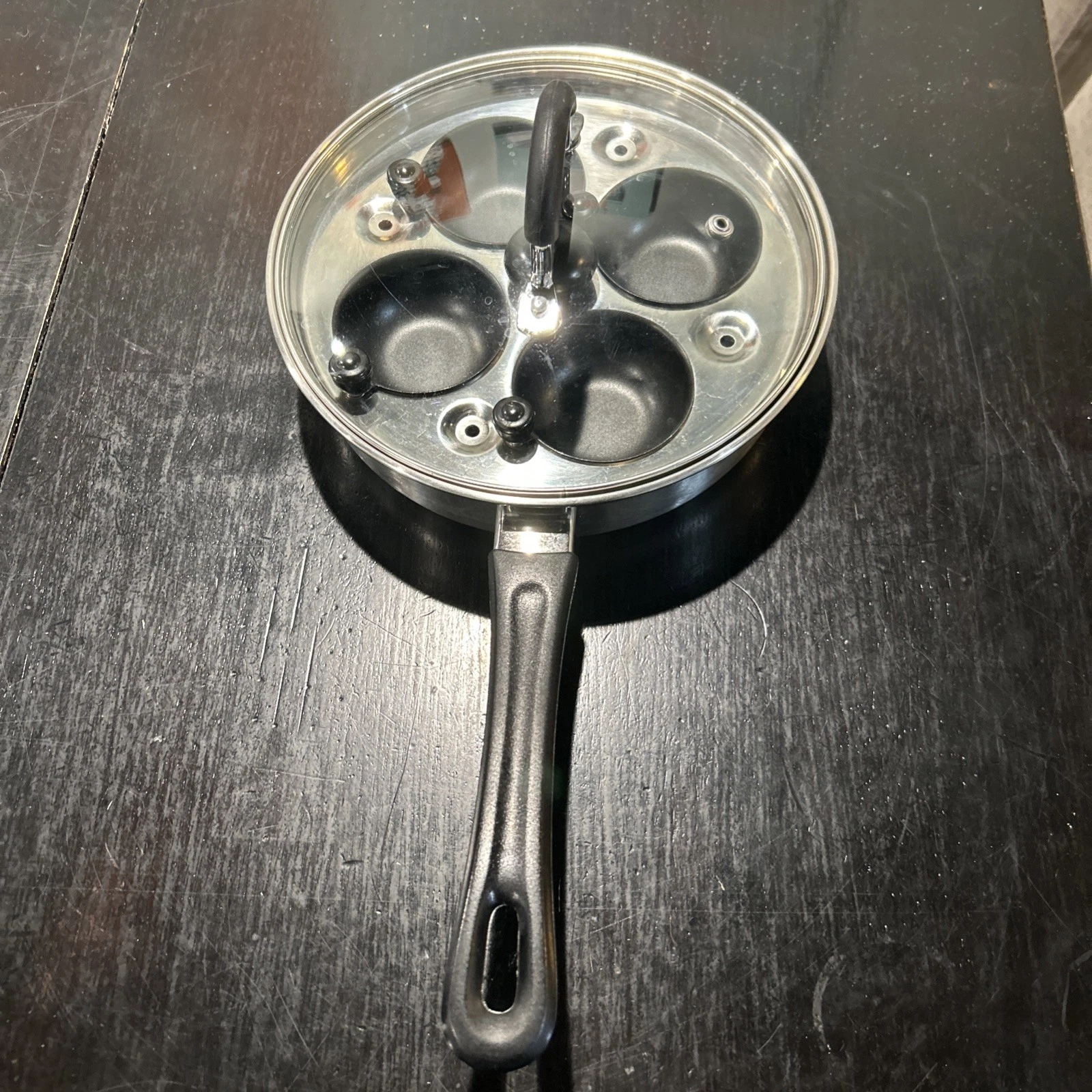 Kitchen Living Egg Poacher 8.5" Stainless Steel Pan 4 eggs