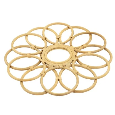 (45cm Dia)Rattan Mirror Round Retro Delicate Wall Decoration Mirror Decor BT - image 1 of 4