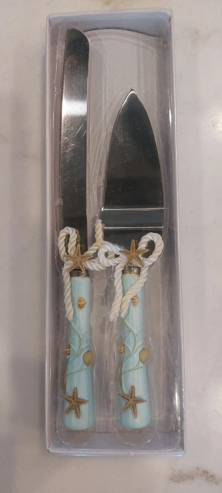 Lillian 玫瑰蛋糕刀 12.75 英寸服务器套装海滩海滨海岸雾 MSK460 全新带盒 — 第 4/4 张图片