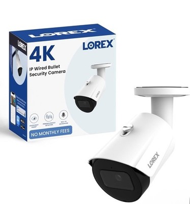 Lorex 4K 8MP IP Bullet PoE White Wired Security Camera E842CA