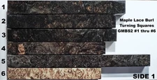 Outstanding Stabilized Maple Lace Burl Turning Squares GMBS2 #1 thru #6