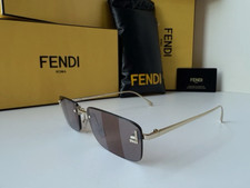 FENDI First FE4172US 32G Gold Crystal Brown Flash Mirror Sunglasses AUTHENTIC