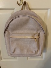 BEIS The Travel Backpack Beige Canvas Leather Trim School Work Bag Carryon Pack