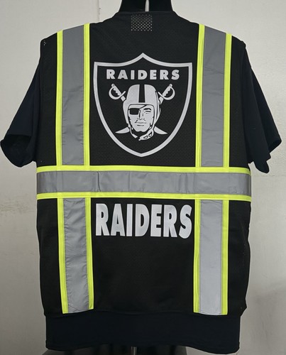 🏈🦺LAS VEGAS RAIDERS WORK SAFETY VEST PPE W/SILVER REFLECTIVE LOGO M/L/XL/2XL