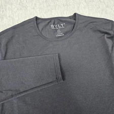 BYLT Premium Basics Shirt Mens Medium Navy LUX Drop-Cut Long Sleeve Curved Hem